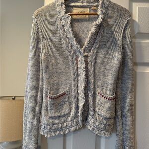 Stylish Gray Fringed Women's Sweater